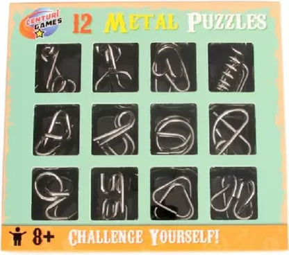 Brain Teaser Stainless Steel Metal Puzzle Set of 12 Puzzles