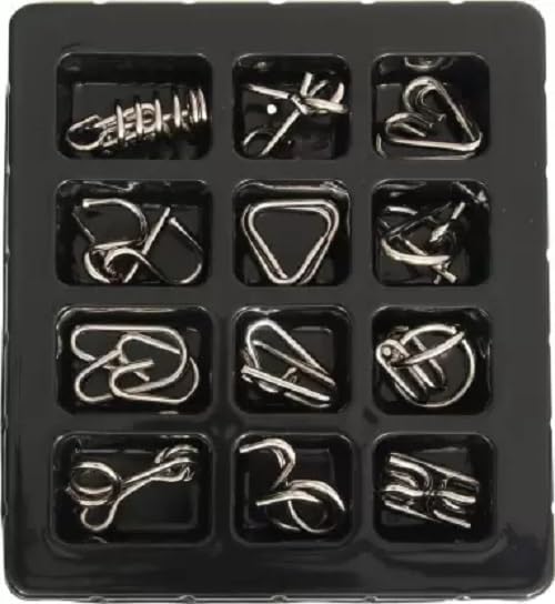 Brain Teaser Stainless Steel Metal Puzzle Set of 12 Puzzles